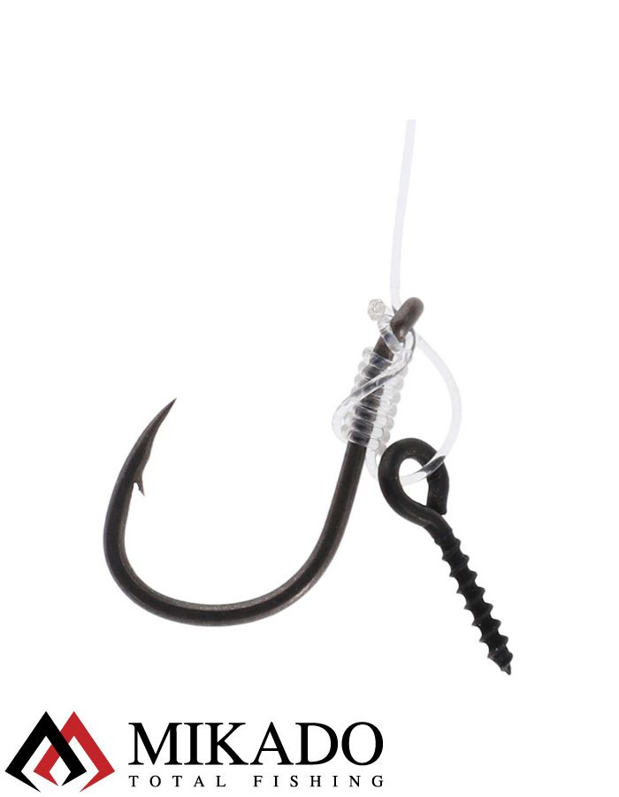 Поводок для бойлов Mikado CHOD RIG LONG 8 см, кр.№4, 20 lbs, леска Chod Line  с винтом (уп.-3шт.)