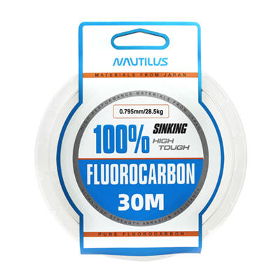 Леска Nautilus Fluorocarbon 100% 0,795мм.,28,5кг, 30м.clean NEW